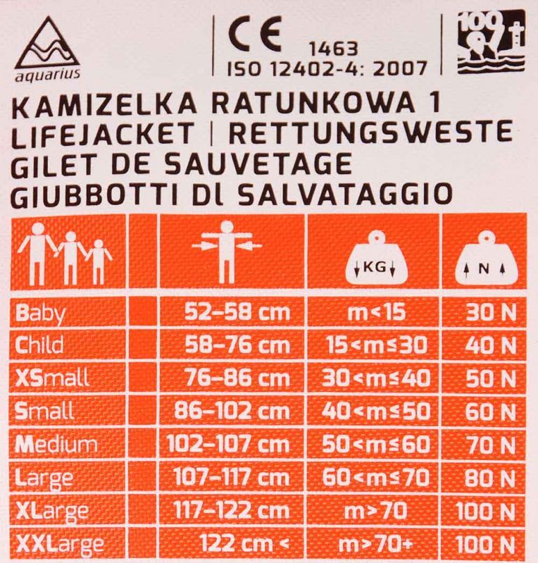 Kamizelka ratunkowa Aquarius pomarańczowa S 60N